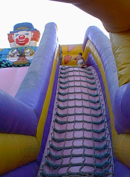 Climbing up that rope ladder made me tired.