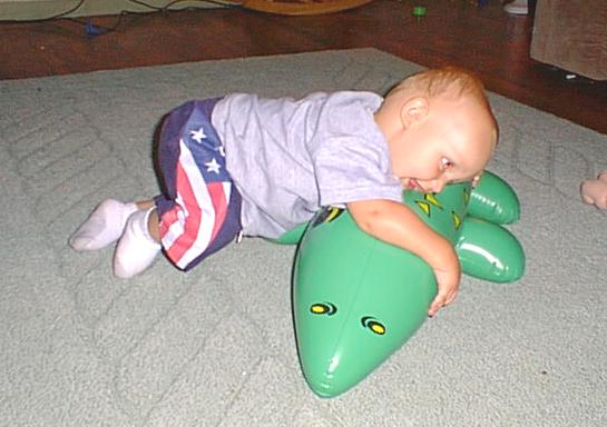 Croc Hunter! It took Elijah awhile to get this Croc under control :)