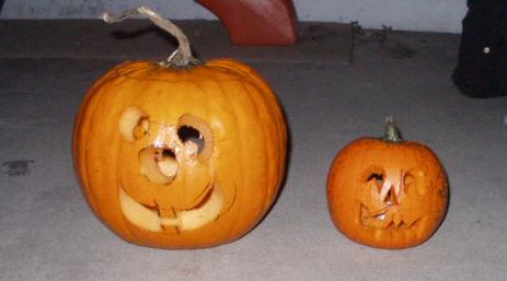 Timothy and Elijah's finished pumpkins.