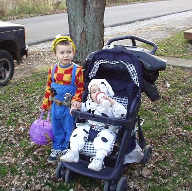 Timothy as Bob the Builder and Elijah as a cute little puppy :)