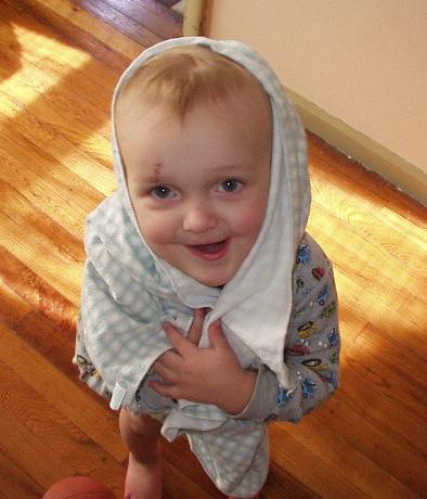 Elijah has been walking around like this for about 20 minutes.