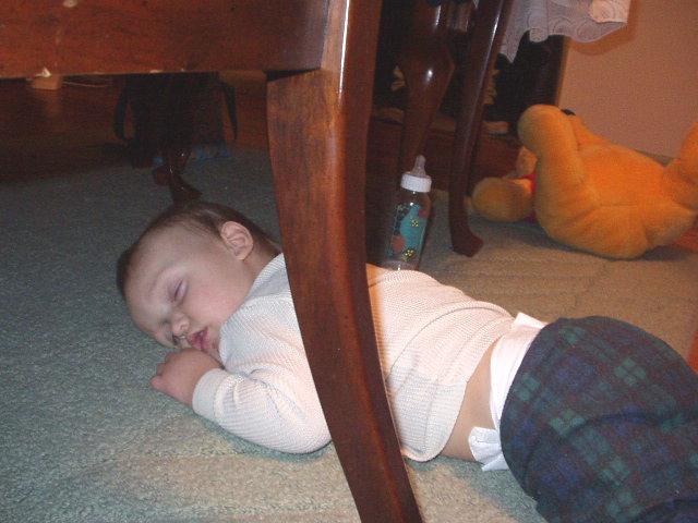 Elijah fell asleep under the table :) I thought it was cute.