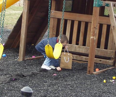 I found a lot of eggs around the swings.