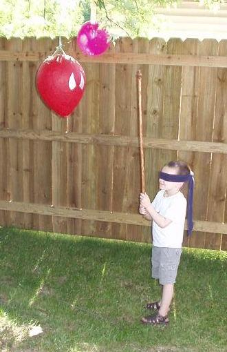 Timothy gave the piñata a couple good wacks!