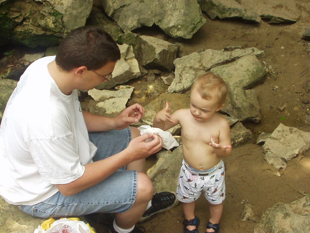 Elijah did not like the sand all over his hands what so ever.