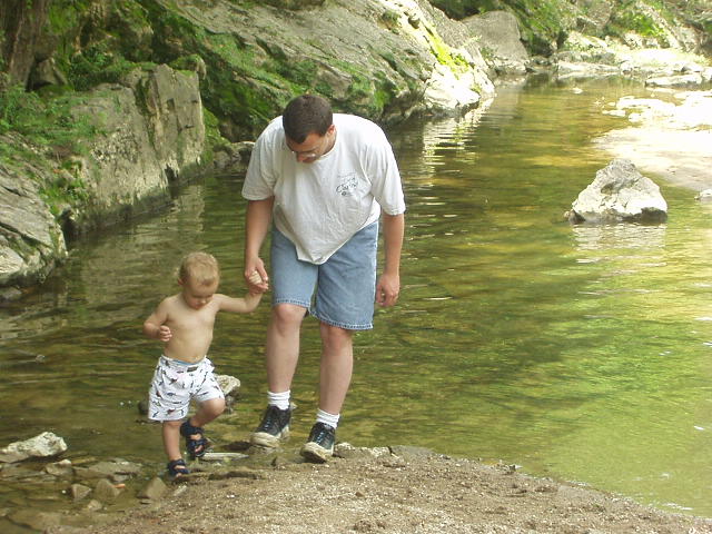 Daddy helped Elijah get over the big rocks :)