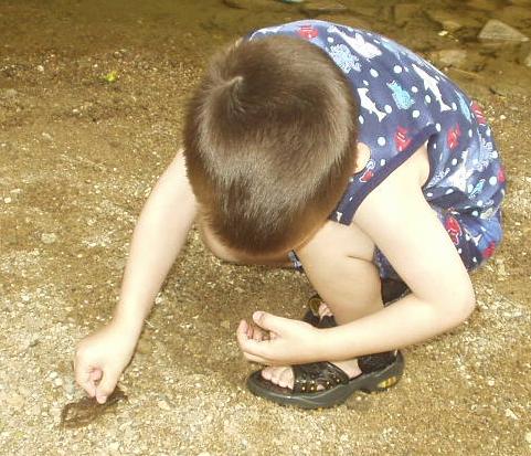 Timmy caught the crawdad all by himself \