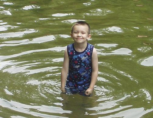 Timmy wanted me to take a picture of him in the water.