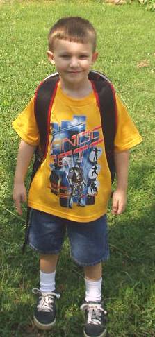 Timothy picked out his clothes for school.