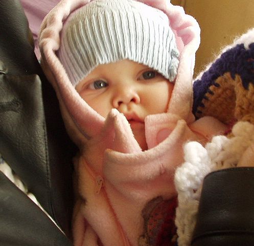 Mary stayed really warm during the train ride :)