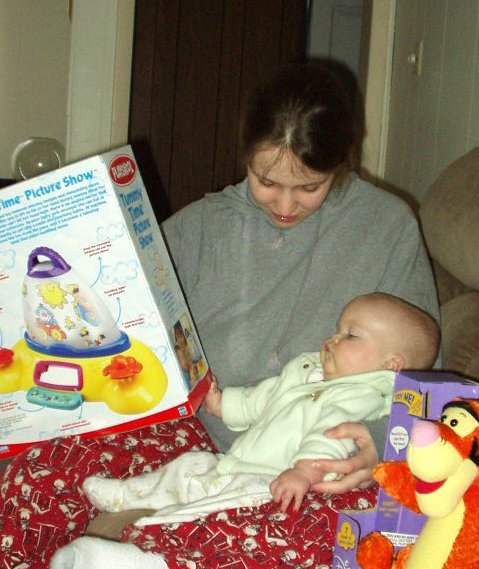 Mary with a few of her new toys.