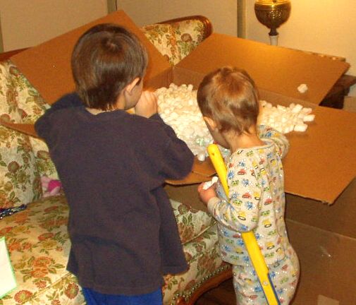 The boys think the box and peanuts are just as neat!!