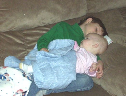 Timothy and Mary sleeping on the couch together :) Timothy will never know how much he helps me!!