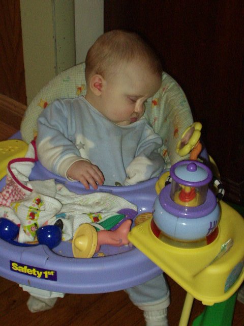 Abigail fell asleep in her walker....she looked so cute :)