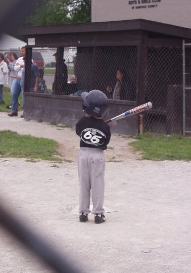 Timothy getting ready to bat!