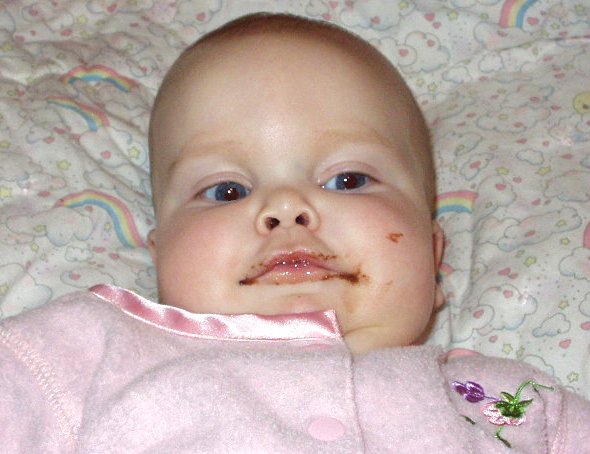 Mommy fed me chocolate ice cream :)