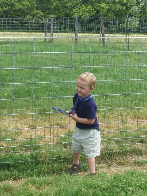 Elijah tied himself up to the fence :)