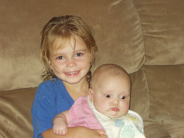 Kaitlyn is holding Abigail all by herself!