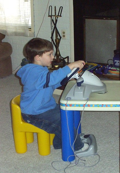 Timothy was really getting into his game :)