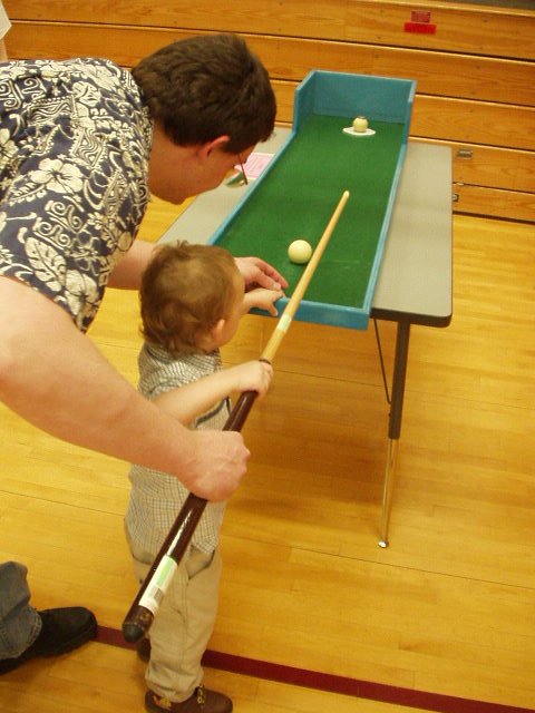 Elijah tried with Daddy's help also.