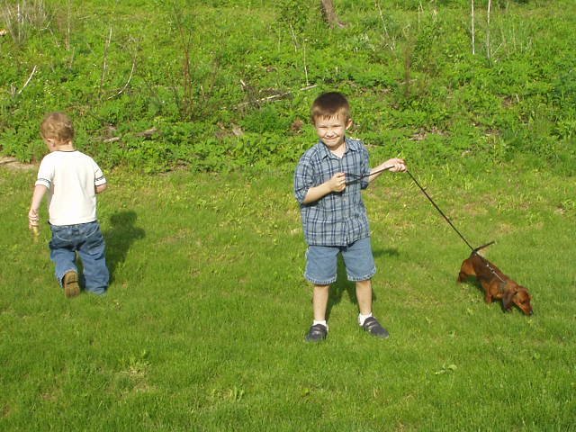Timothy and Gabe out for a walk...Elijah..just out :)