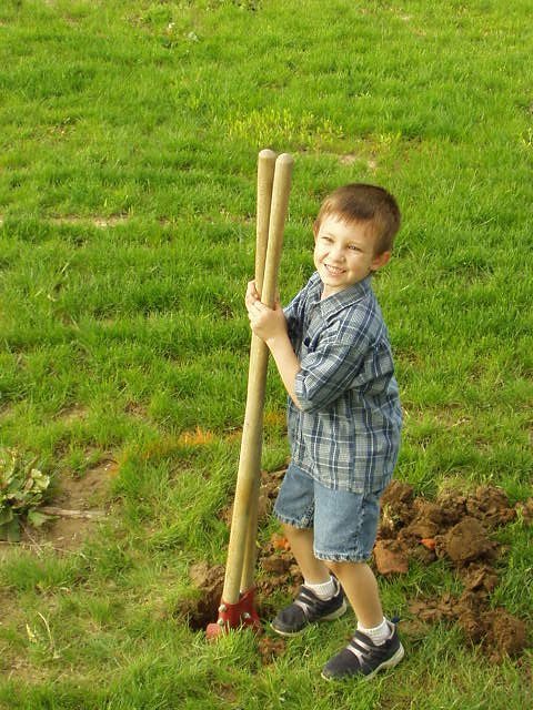 I helped Uncle Hans dig the holes for Mamaws deck.