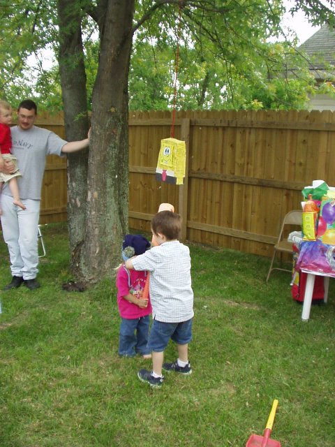Timothy is helping Olivia get ready to beat SpongeBob :)