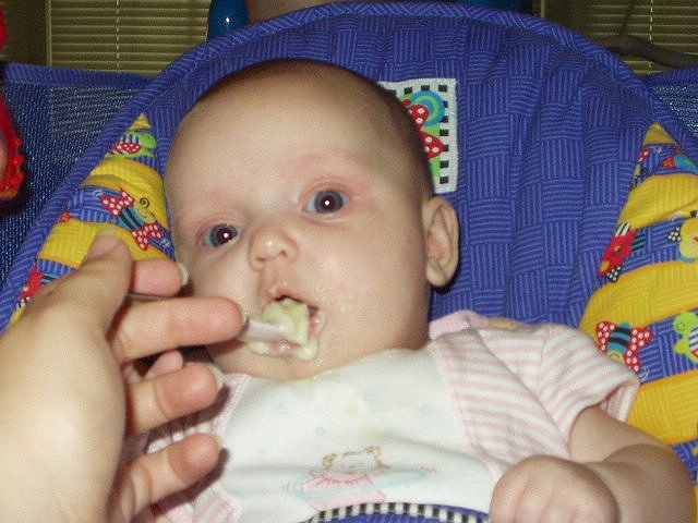 Abigail has started on cereal :)