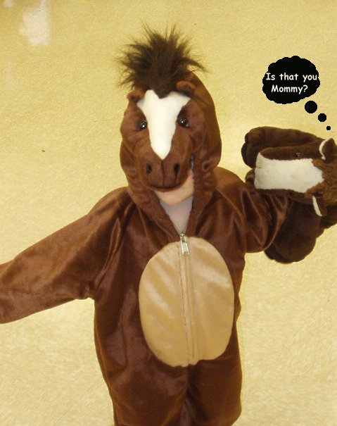 Abigail carried around her 'neighneigh' at Elijah's party :)