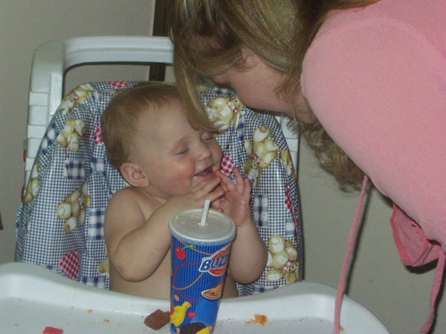 Abigail loves Aunt Joni :) (and the shake)
