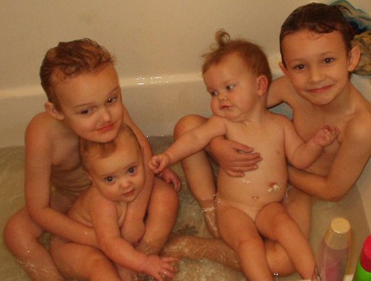 I think this is the first picture that I have taken with all of the kids in the bath!