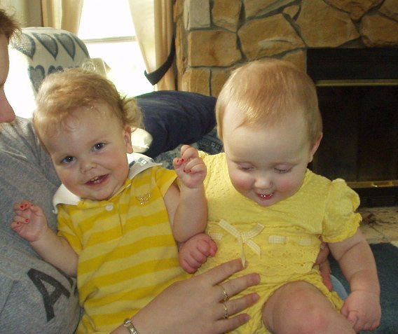 Mary is just happy...and Abigail is thrilled with her toes!