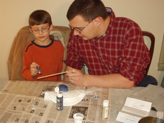Timothy and Daddy spent this evening working on the boat for Tiger Scouts.