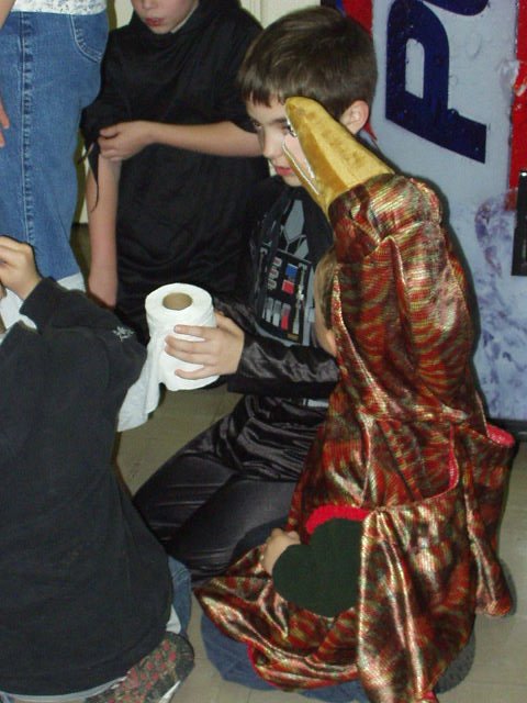 Elijah had a chance to help wrap a lady in toilet paper :) hehe