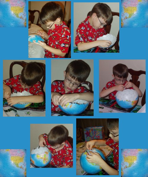 Thank you Grandpa Doug and Diane for the 3-D globe! It looks neat!