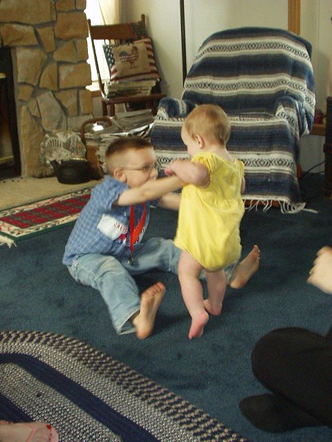 Abigail is trying to walk :)