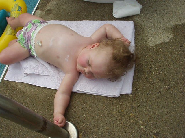 Mary is working on her tan :)