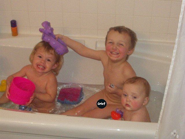 Caitlyn and Elijah are being silly -- Abby seems a little tired :