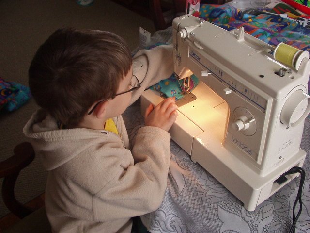 Timothy is almost done with Elijah's pillow!