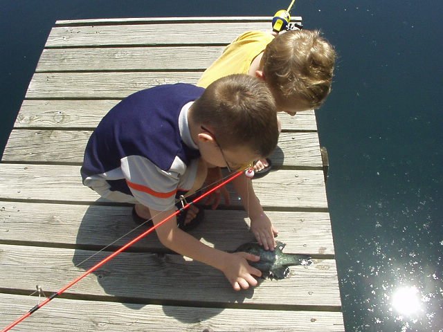 Of course both of the boys had to touch the fish :) 
