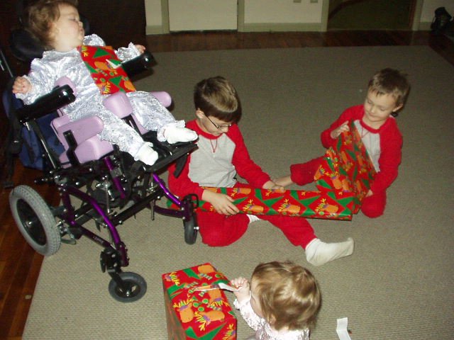 First gifts of the morning! Thank you everyone for your gifts! Love the Harris Kids :)