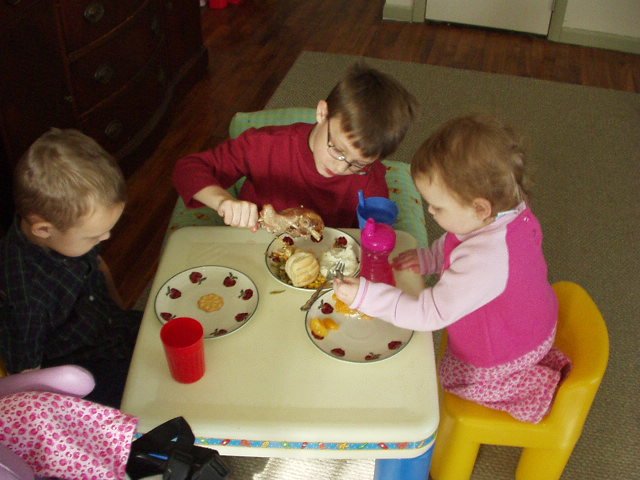 Elijah was thankful for his cracker :) (lol) Timothy and Abigail were big eaters!!