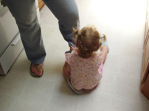 Abigail decides she wants a ride while I am holding Aidan :)