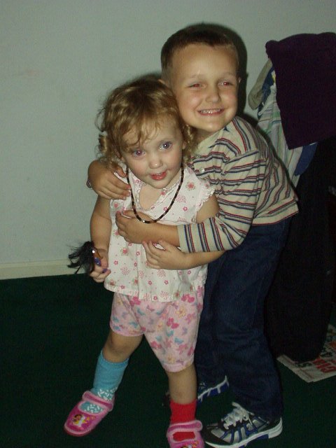 Abigail dressed herself!!! REALLY!! and Elijah loves her anyways :)