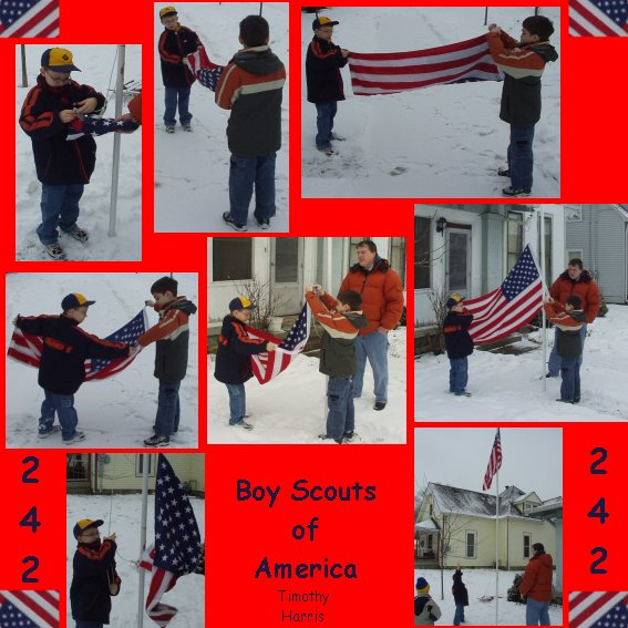 Timothy had a great time learning the proper way to raise and lower the flag!