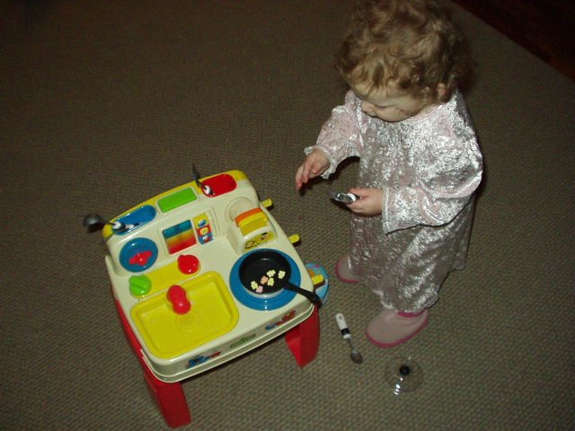 Abigail is cooking her candy bears from Mamaw!