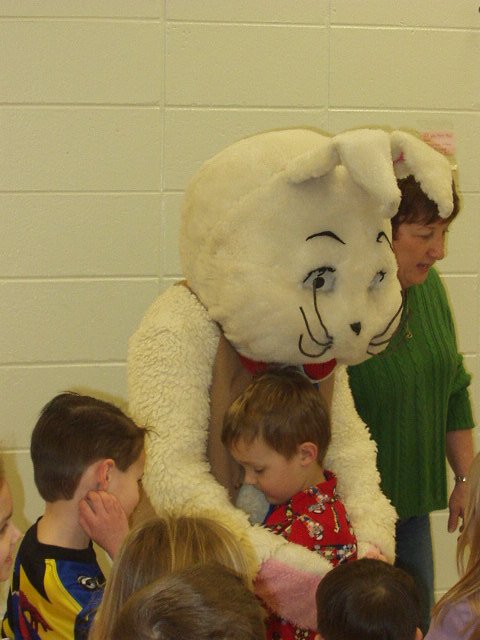 Elijah gave the Easter Bunny a big hug :)