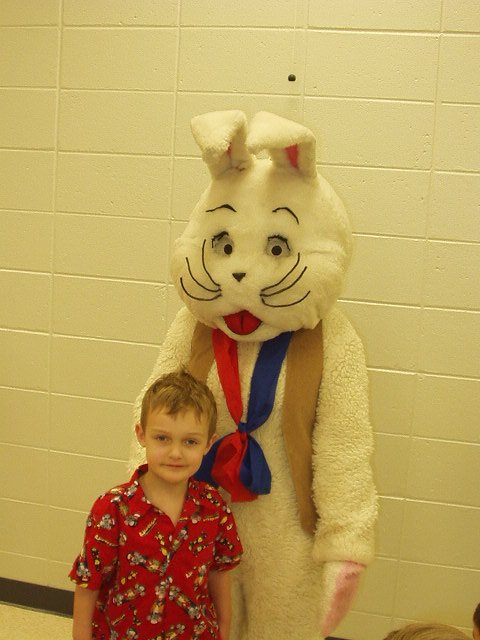 Elijah and the Easter Bunny look totally thrilled :B