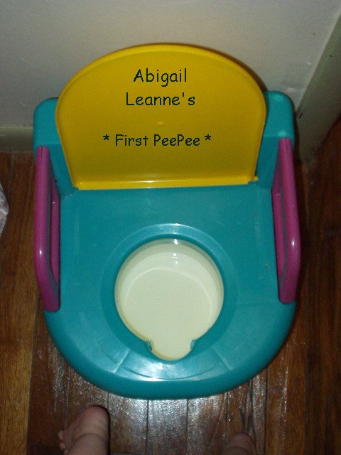 Abigail's first peepee!!(Just because this is our site and I can post what I want!!)