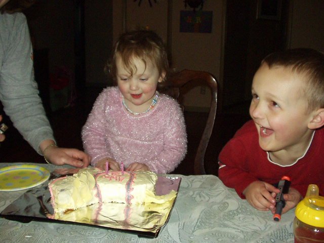 Elijah thought it was really funny when Abigail blew the candles out :)